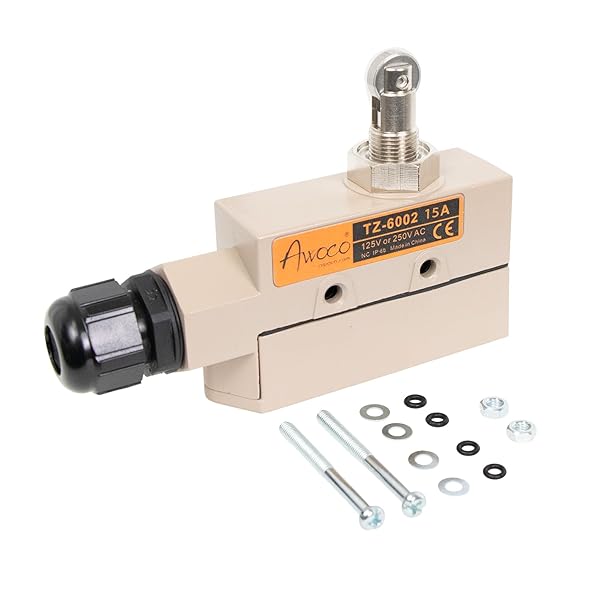 Awoco Awoco Heavy Duty Commercial Door Micro Switch with Roller Plunger for Sliding Doors and Windows 250V 15A Limit Switch Type NO NC