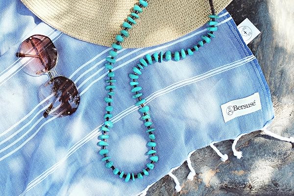 Bersuse Bersuse 100 Cotton Anatolia XL Throw Blanket Turkish Towel 61x82 Inches Grey Blue for Cozy Comfort and Style - View 7 of 9