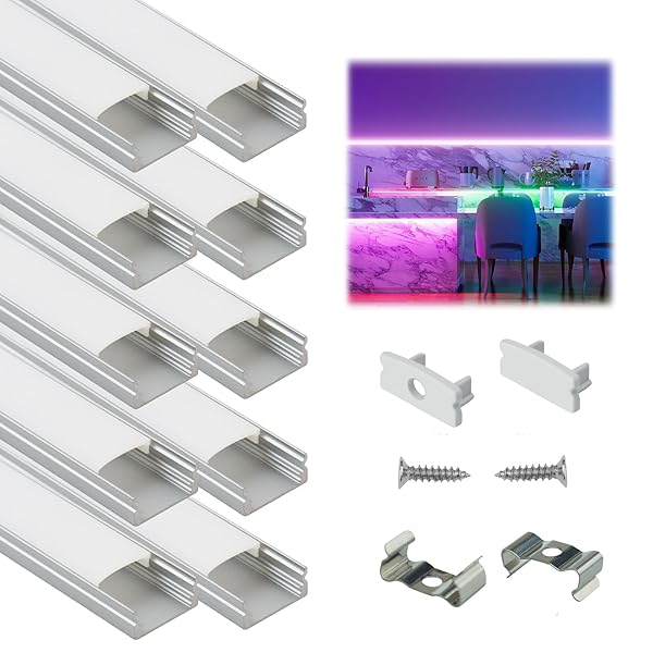 Muzata Muzata LED Channel System 10PACK 1M Silver Aluminum Extrusion with Milky White Cover for Strip Tape Light U Shape U1SW WW 1M