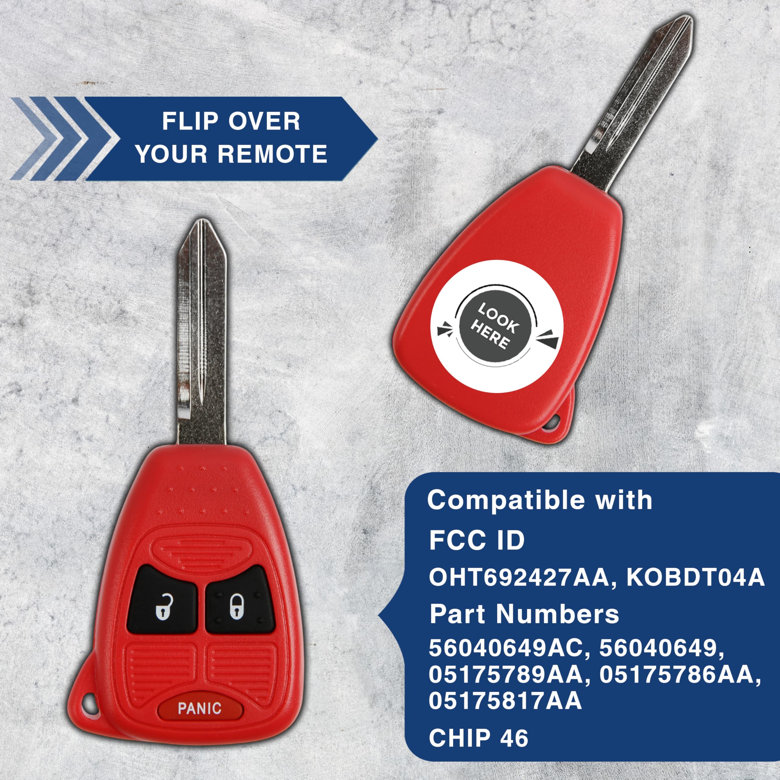 KeylessOption Keyless Entry Remote Control Car Key Fob Replacement OHT692427AA KOBDT04A Red - View 5 of 8