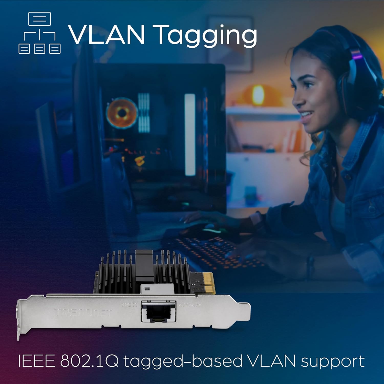 TRENDnet TRENDnet 10G PCIe Network Adapter TEG-10GECTX 10 Gigabit Ethernet Port with VLAN Tagging for Windows and Windows Server Support - View 3 of 9