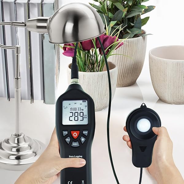 Gain Express Digital Light Meter Lux Meter with Detachable Sensor 0 to 200000 Lux Min Max Avg Functions and Data Record Software USB Power Cable - View 4 of 10