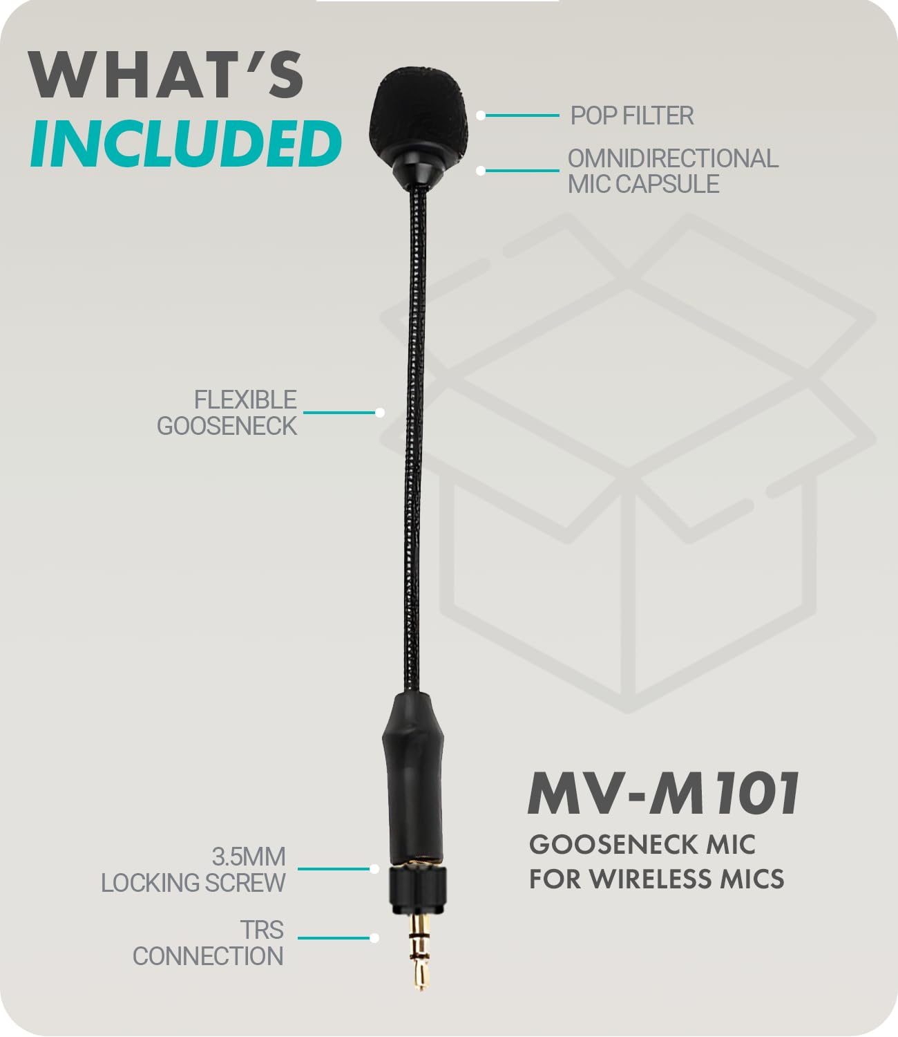 Movo Movo MV-M101 Gooseneck Omnidirectional Lavalier Microphone for DJI Mic and Rode Wireless Go Series Ideal for Interviews and Content Creation - View 4 of 6