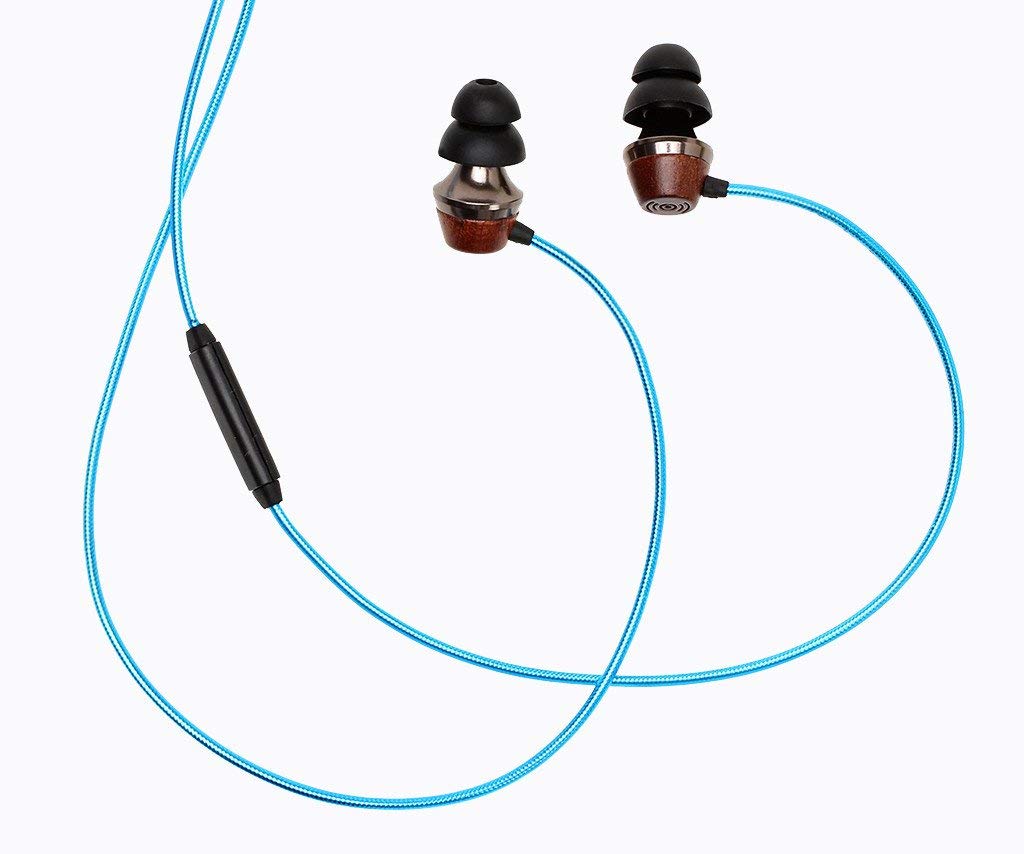 Symphonized Symphonized ALN 2.0 Premium Wood In-ear Noise-isolating Headphones with Innovative Shield Technology Cable and Mic Metallic Blue - View 2 of 7