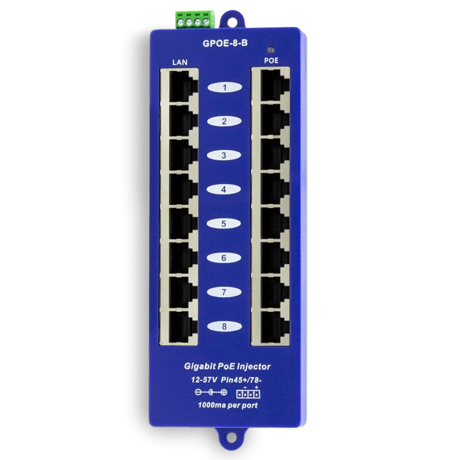 WiFi-Texas WiFi Texas GPOE 8B 24v60w 8 Port Gigabit PoE Injector for Ubiquiti and Mikrotik 24 Volt Passive Devices