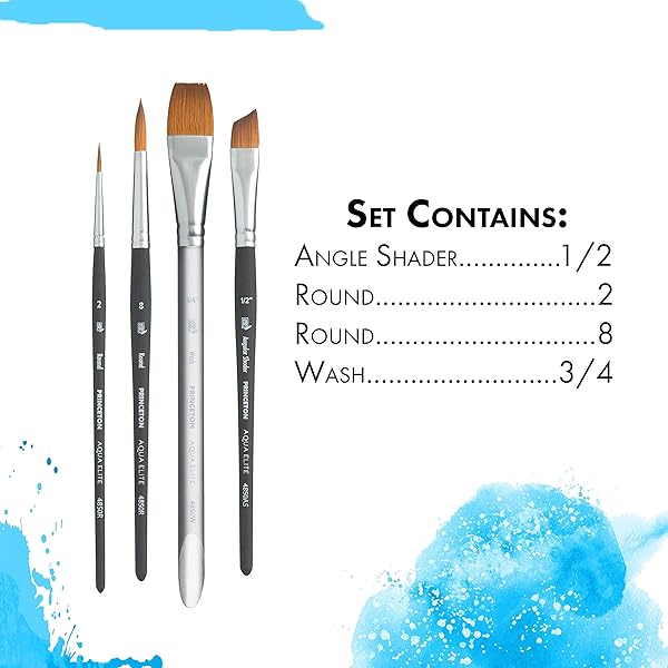 Princeton Princeton Aqua Elite Series 4850: Premium 4-Piece Synthetic Kolinsky Watercolor Brush Set - View 4 of 8