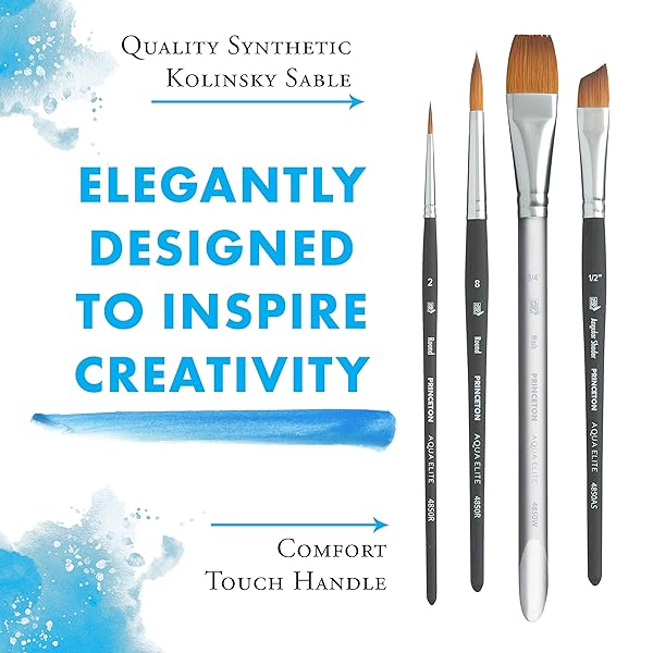 Princeton Princeton Aqua Elite Series 4850: Premium 4-Piece Synthetic Kolinsky Watercolor Brush Set - View 5 of 8