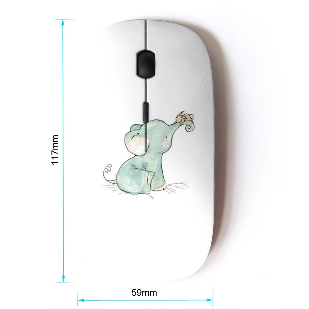 KawaiiMouse Optical 24G Wireless Mouse Cute Baby Elephant Design in Blue and White - View 2 of 4