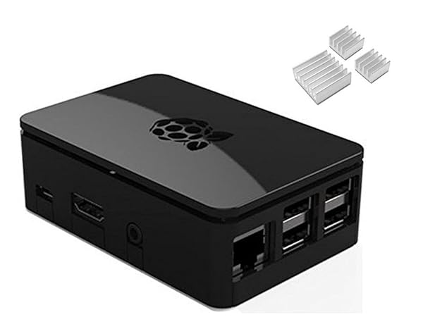 Ardess Black Protective Case for Raspberry Pi Model B 2 3 with Aluminum Heatsink Cooler Access to All Ports