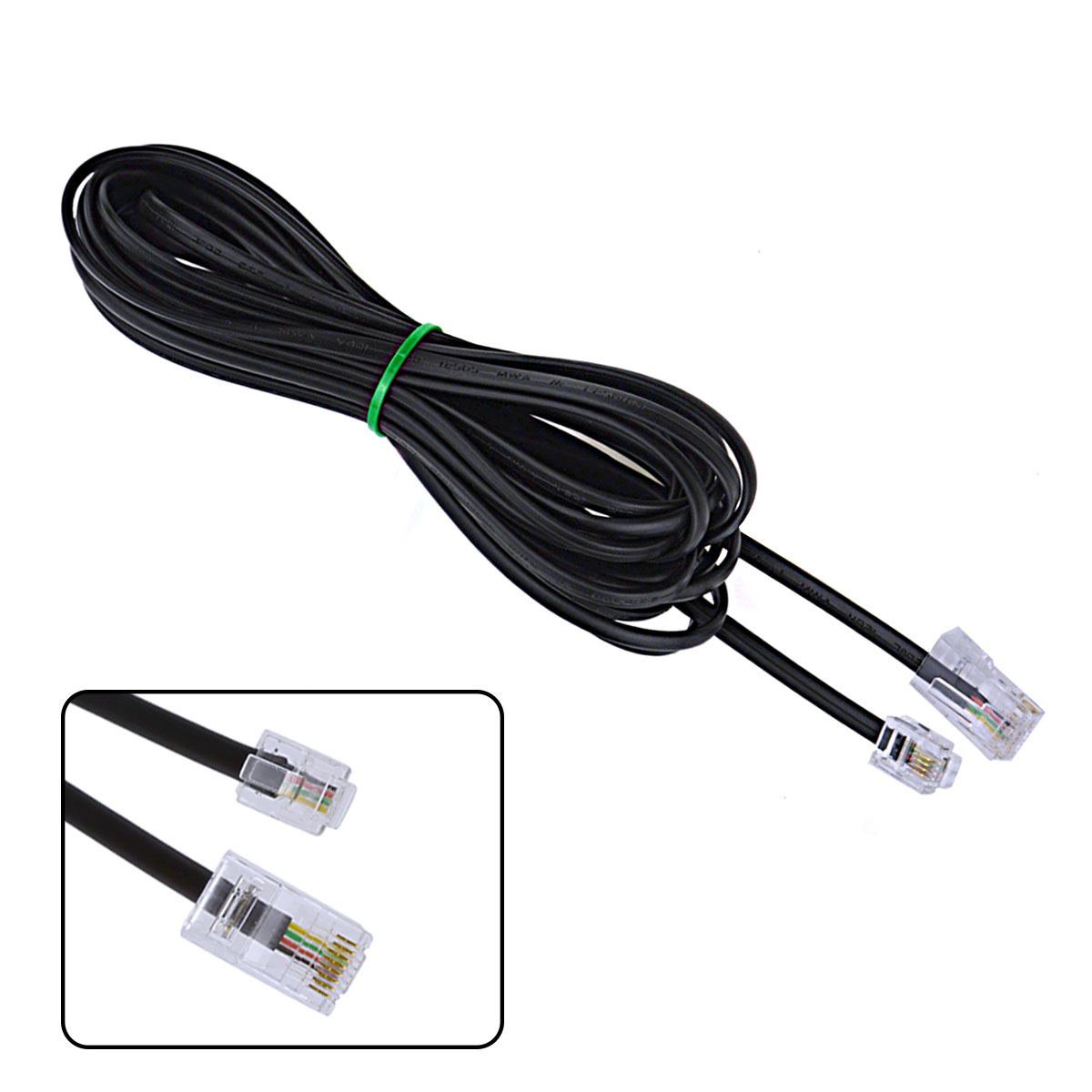 URBEST URBEST 5M RJ11 to RJ45 Black Telephone Wire Connector Cable for Fast and Reliable Connections - View 2 of 3