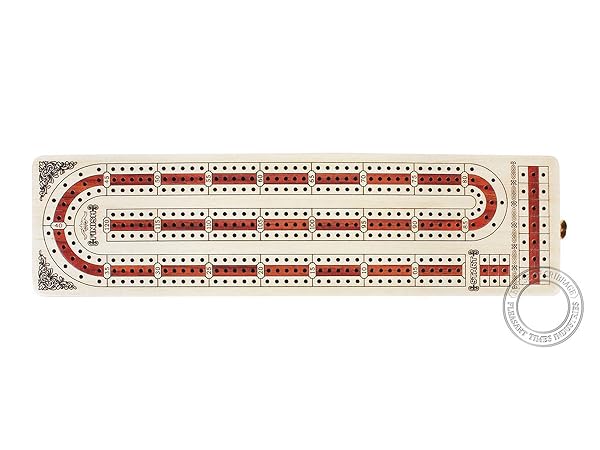 House of Cribbage Continuous Cribbage Board Alphabet E Shape Inlaid Maple Bloodwood with Storage Drawer for Cribbage Pegs 12.4 Inches 3 Tracks House of Cribbage - View 2 of 6