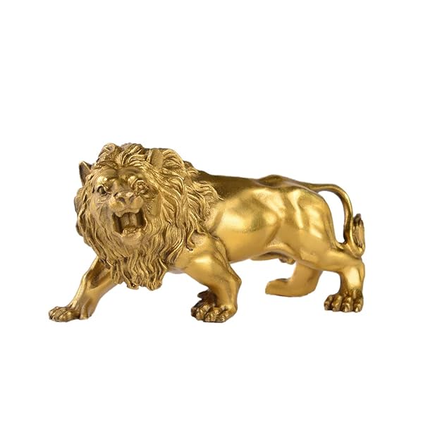 BRABUD BRABUD Handmade Brass Lion Statue: Feng Shui Home Decor & Perfect Housewarming Gift