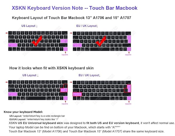 XSKN XSKN 2016 Shortcut Design Keyboard Skin for MacBook Pro 13 and 15 Touch Bar Models US EU Universal Version - View 9 of 10
