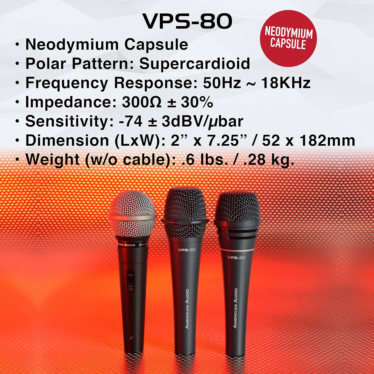 adj ADJ Products VPS-80 Dynamic Microphone High Quality Sound for Professional Recording and Live Performance - View 7 of 8