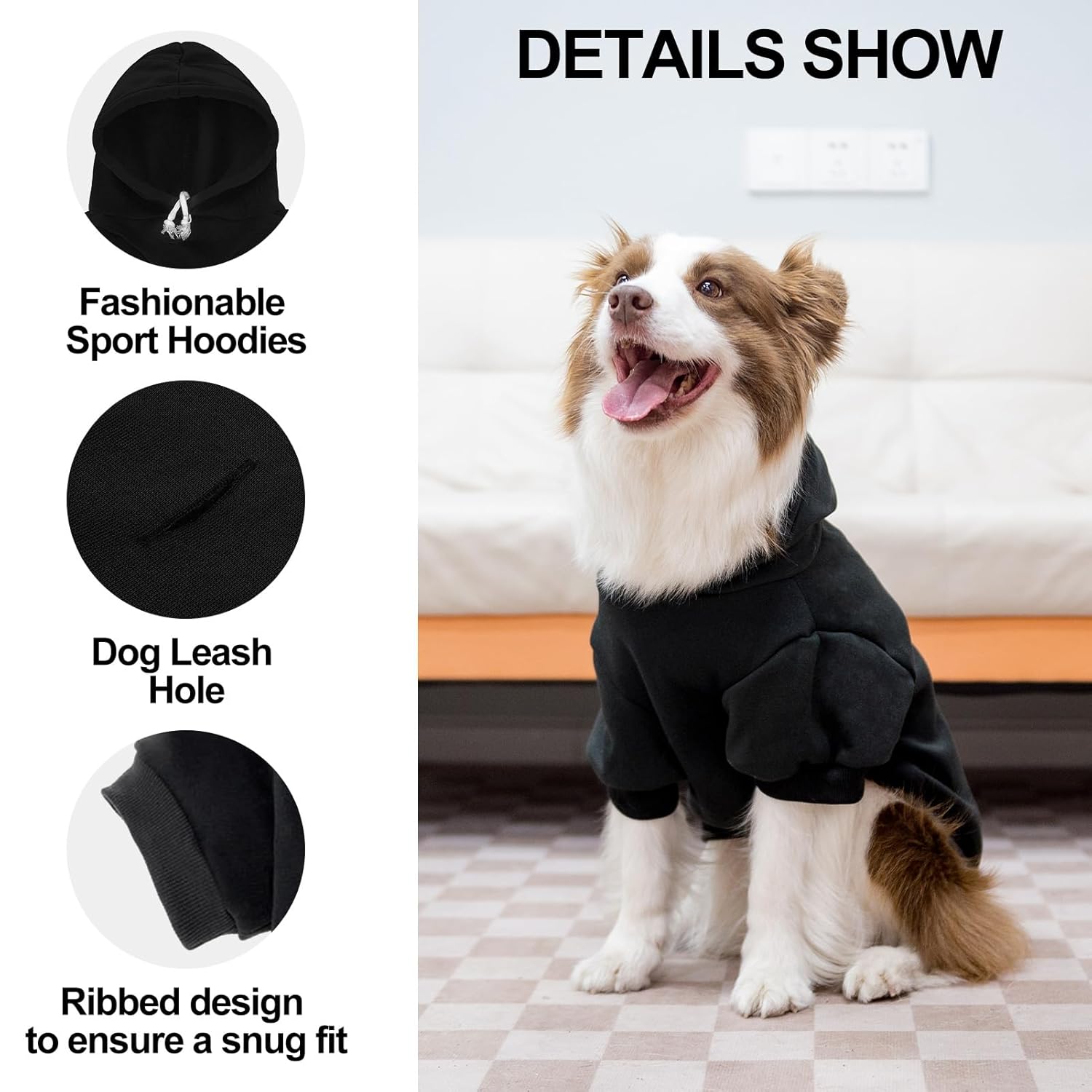 EXPAWLORER EXPAWLORER Dog Hoodies Soft Warm Sweatshirt with Leash Hole for Fall Winter Fleece Pet Clothes for Small Medium Large Dogs - View 3 of 7