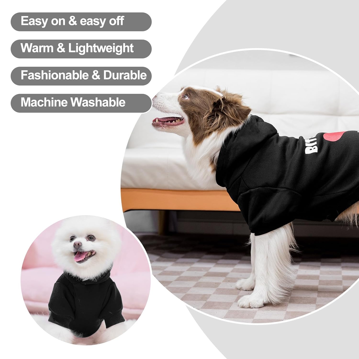 EXPAWLORER EXPAWLORER Dog Hoodies Soft Warm Sweatshirt with Leash Hole for Fall Winter Fleece Pet Clothes for Small Medium Large Dogs - View 5 of 7