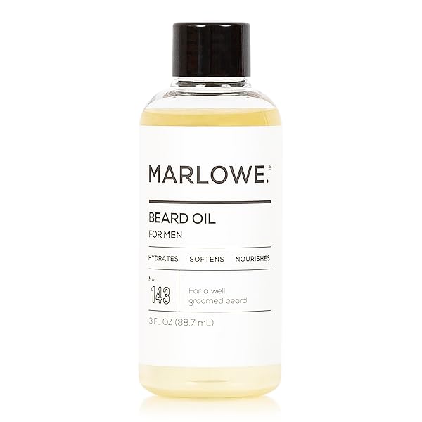 MARLOWE. Marlowe No 143 Beard Oil 3 oz Natural Conditioning Oil for Men Softer Fuller Beard Care Fragrance Free Sunflower Safflower Oils