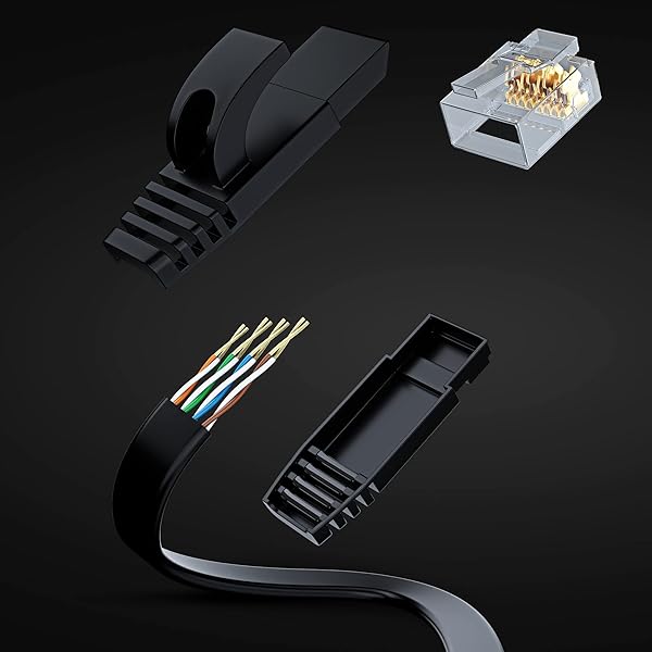 Maximm Cat 6 Ethernet Cable 100 ft Flat Design High Speed Internet Network LAN Patch Cable RJ45 Connectors Ideal for Gaming Streaming and More - View 3 of 7