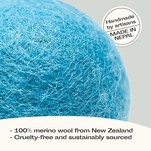 MEOWFIA MEOWFIA 6-Pack Wool Ball Toys for Cats and Small Dogs Felted 1.5 Inch Silent Mini Tennis Balls Ideal for Cat Caves Aquamarine - View 2 of 6