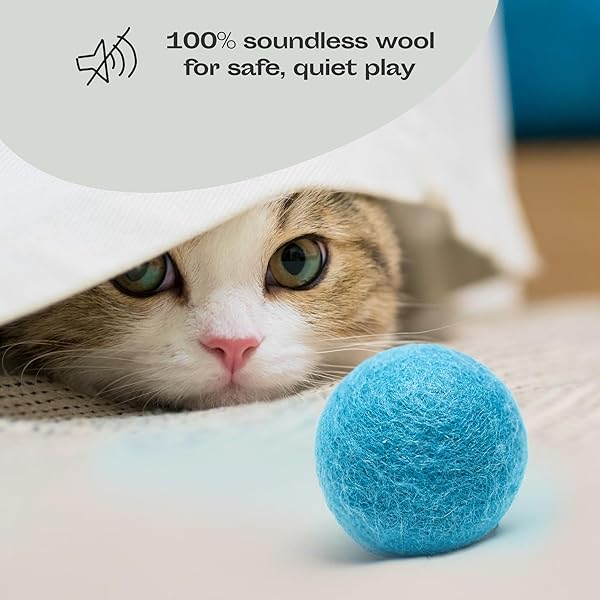 MEOWFIA MEOWFIA 6-Pack Wool Ball Toys for Cats and Small Dogs Felted 1.5 Inch Silent Mini Tennis Balls Ideal for Cat Caves Aquamarine - View 6 of 6
