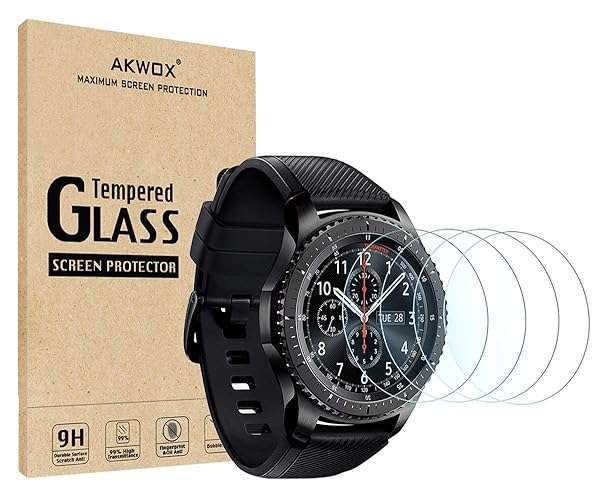 AKWOX 4-Pack Tempered Glass Screen Protector for Samsung Gear S3 Frontier/Classic - AKWOX Clear Protection