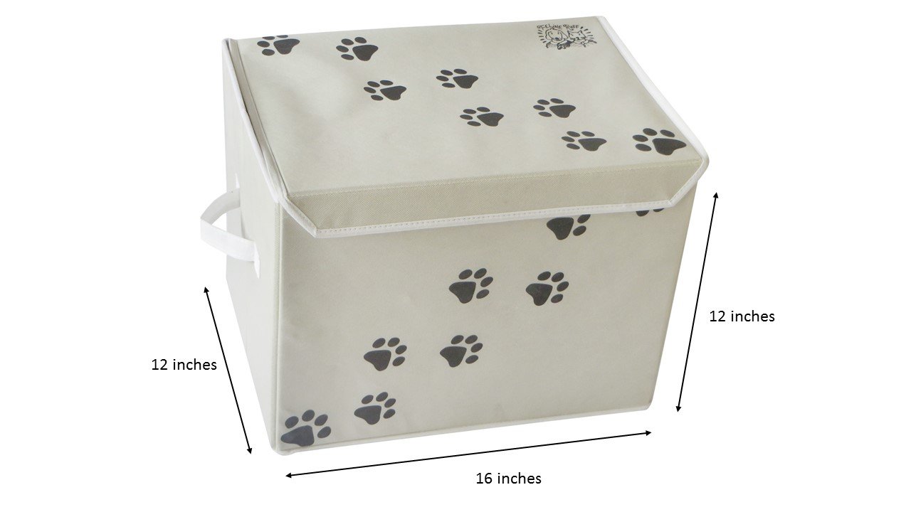 Feline Ruff Feline Ruff Large Dog Toys Storage Box 16x12 Inch Collapsible Canvas Bin for Pet Toys and Accessories Tan - View 2 of 9