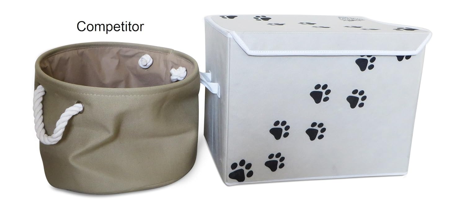 Feline Ruff Feline Ruff Large Dog Toys Storage Box 16x12 Inch Collapsible Canvas Bin for Pet Toys and Accessories Tan - View 5 of 9