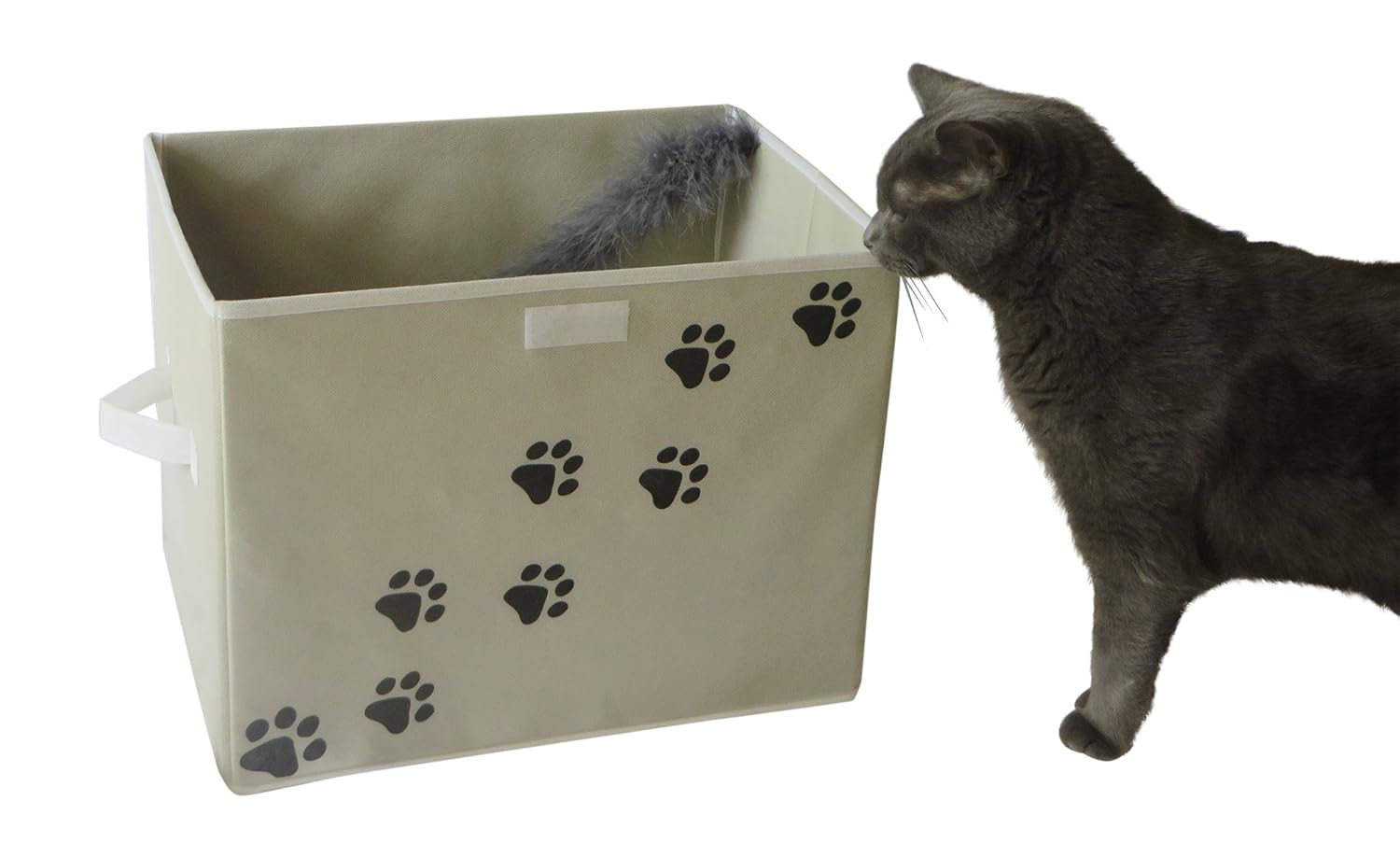 Feline Ruff Feline Ruff Large Dog Toys Storage Box 16x12 Inch Collapsible Canvas Bin for Pet Toys and Accessories Tan - View 8 of 9