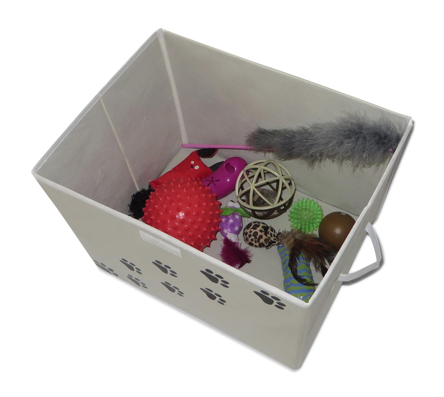 Feline Ruff Feline Ruff Large Dog Toys Storage Box 16x12 Inch Collapsible Canvas Bin for Pet Toys and Accessories Tan - View 9 of 9