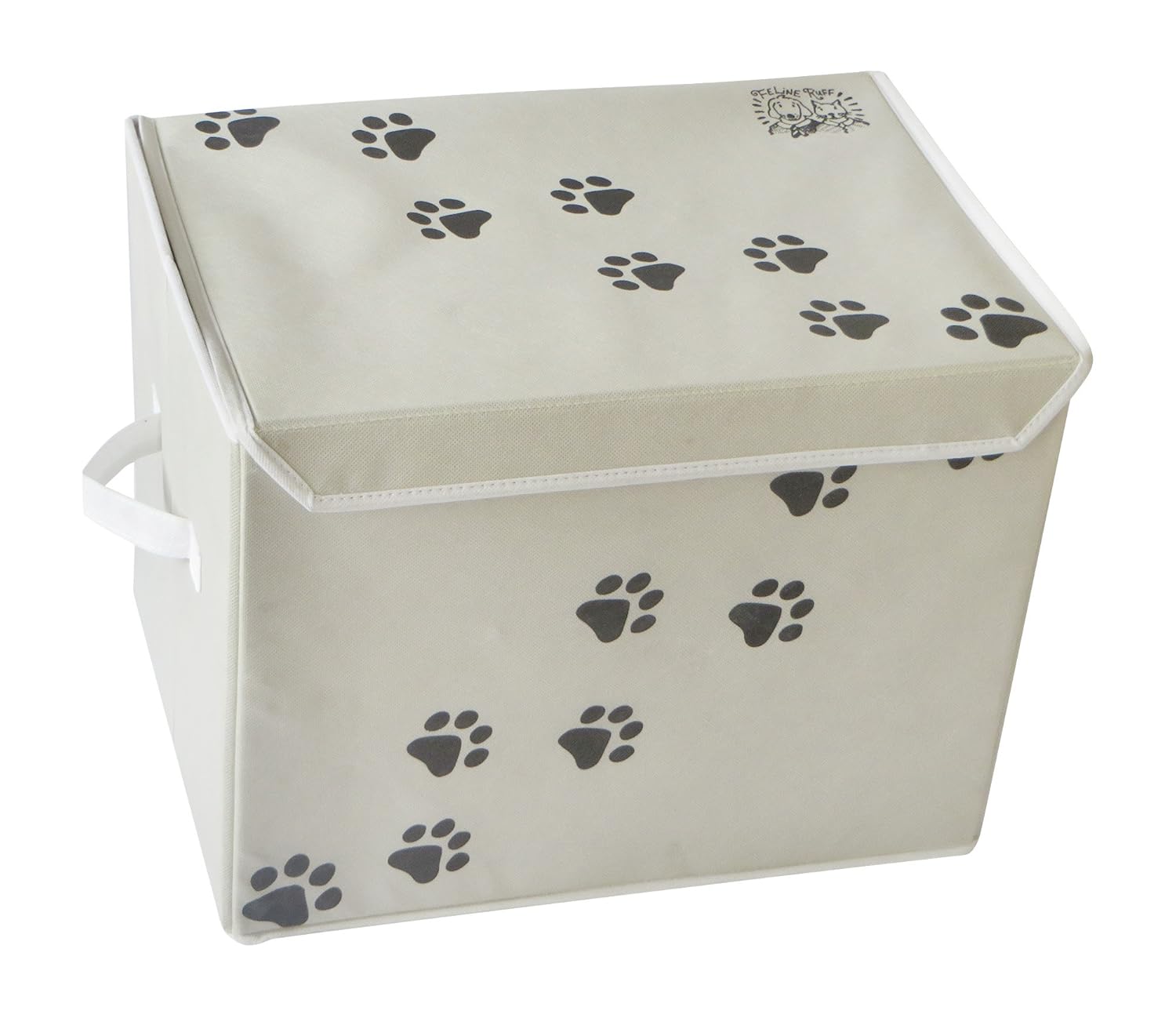 Feline Ruff Feline Ruff Large Dog Toys Storage Box 16x12 Inch Collapsible Canvas Bin for Pet Toys and Accessories Tan