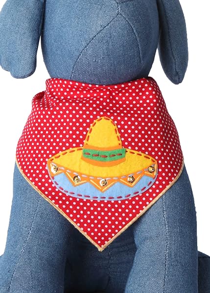 Tail Trends Tail Trends Cinco de Mayo Dog Sombrero and Bandana for Medium to Large Dogs Made of 100 Percent Cotton