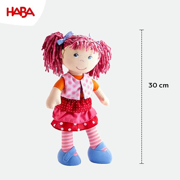 HABA HABA Lilli-Lou 12 Inch Soft Doll with Pink Hair Blue Eyes Embroidered Face Machine Washable Baby Doll for Ages 18 Months and Up - View 4 of 8