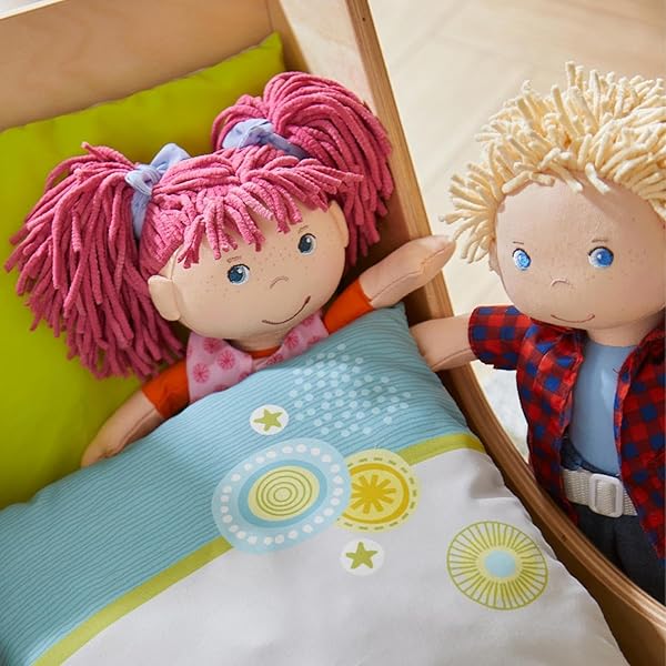 HABA HABA Lilli-Lou 12 Inch Soft Doll with Pink Hair Blue Eyes Embroidered Face Machine Washable Baby Doll for Ages 18 Months and Up - View 6 of 8