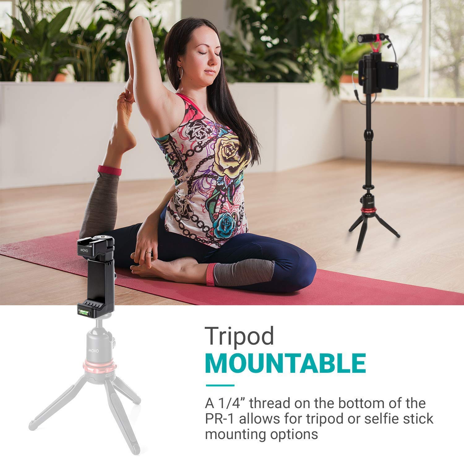 Movo Movo PR-1 Smartphone Grip Handle Rig with Tripod and Cold Shoe Mount for iPhone Samsung HTC LG Google Android - View 6 of 7