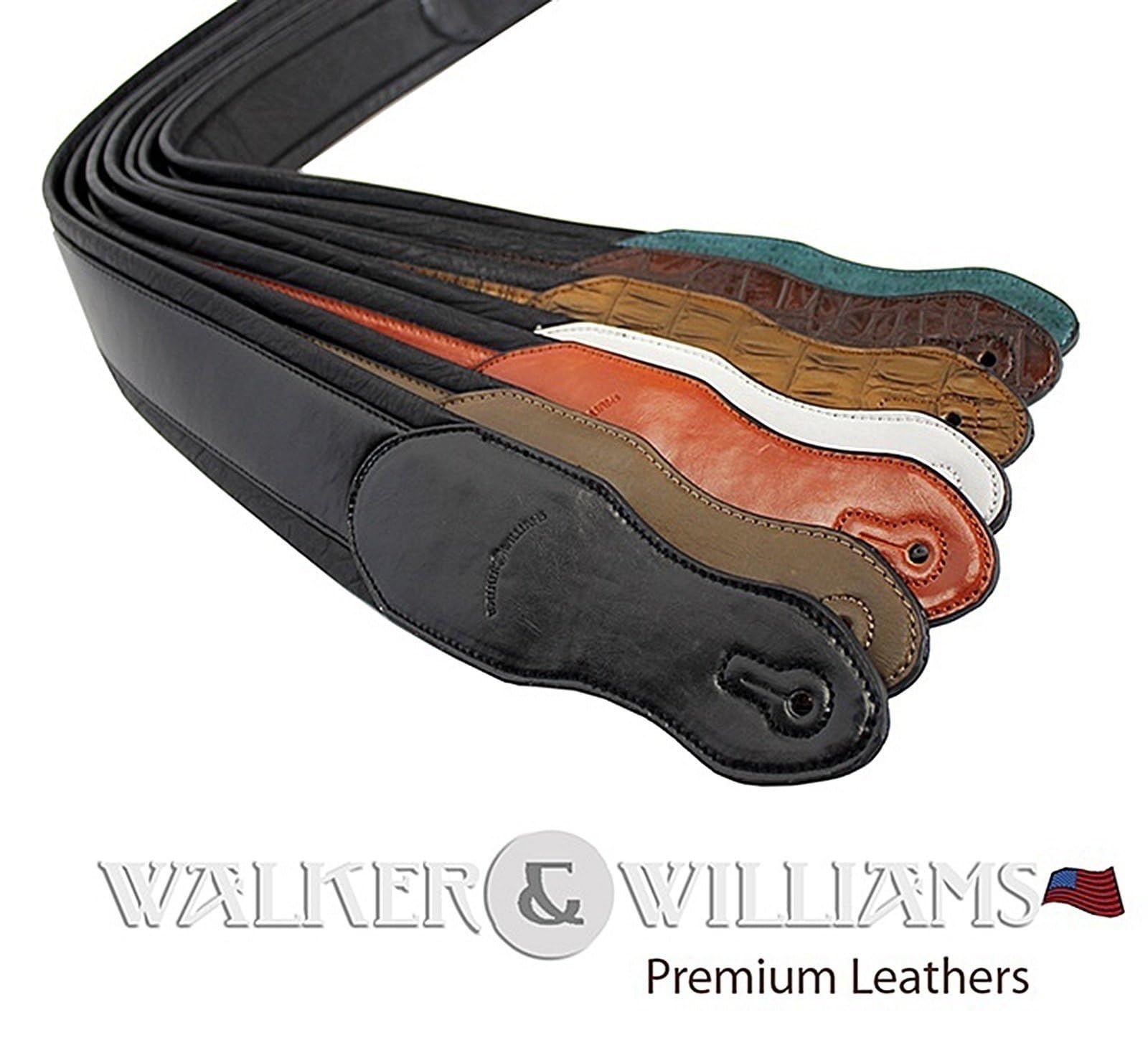 Walker and Williams SF03 White Black Snake Pattern Guitar Strap with Snakehead for Comfortable Playing - View 8 of 8