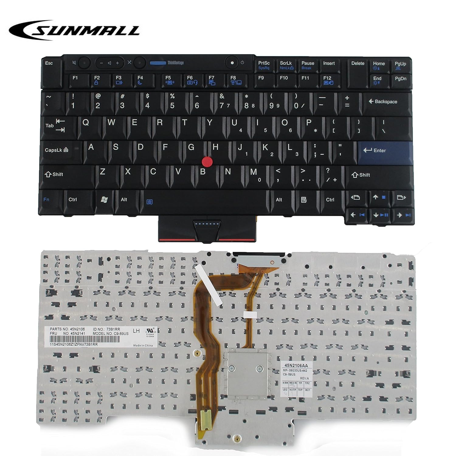 SUNMALL SUNMALL T410 Keyboard New Laptop Keyboard with Pointer for Lenovo ThinkPad T410 T420 T510 T520 X220 T400 T420s US Layout Black - View 2 of 7