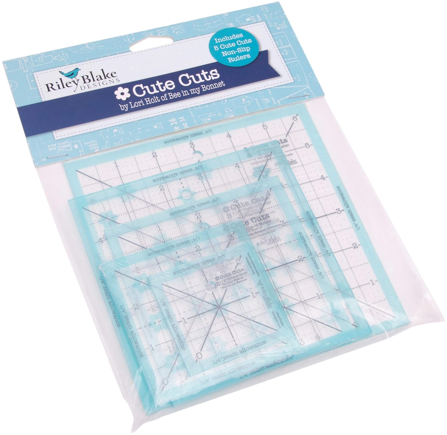 Riley Blake Designs Riley Blake Designs Trim It Ruler 2.5 to 6.5 Aqua for Accurate Cutting and Crafting