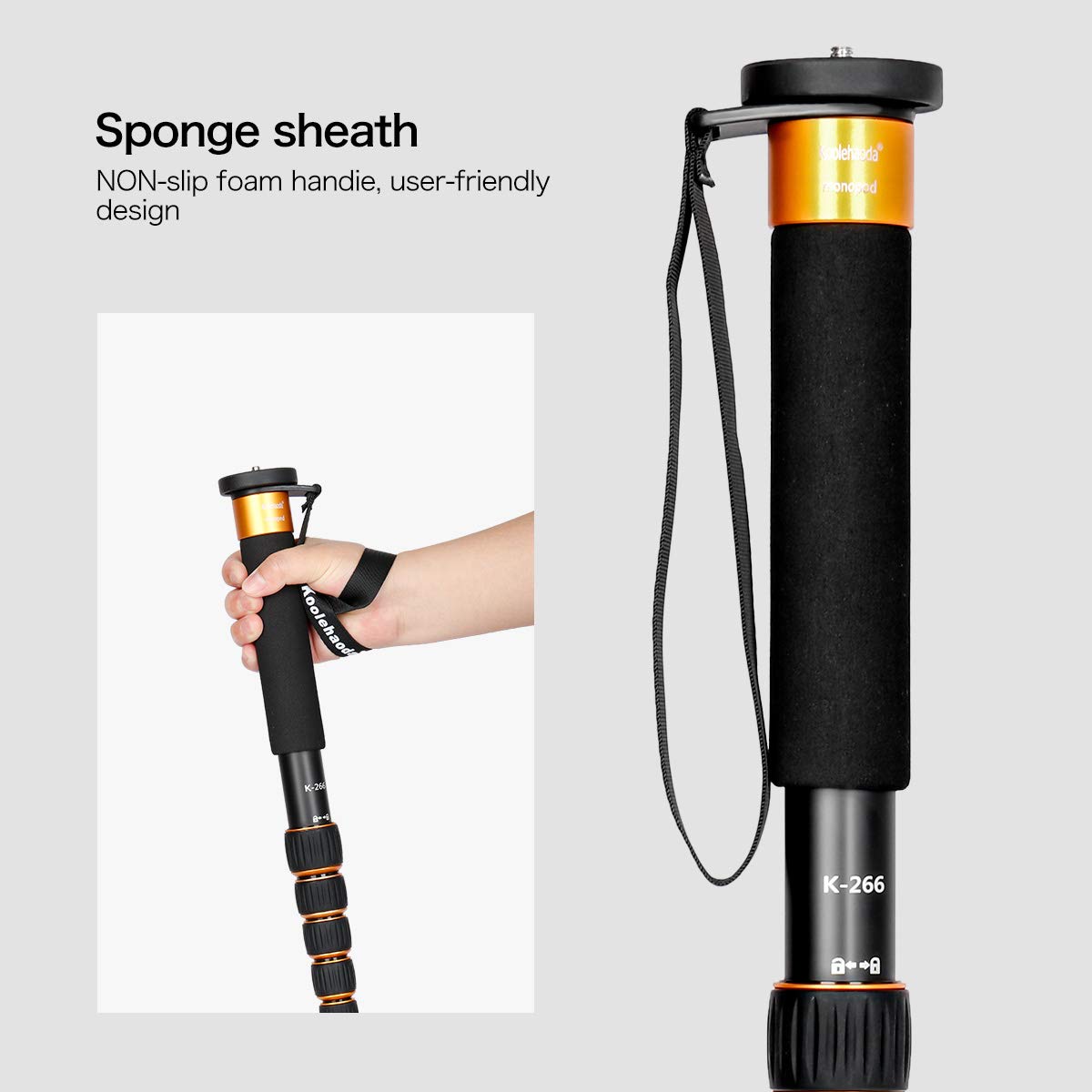 koolehaoda Koolehaoda 6 Section Monopod Compact Portable Photography Aluminum Alloy Unipod Stick Max Load 10kg Folding Size 15 inch K-266 Orange - View 6 of 6