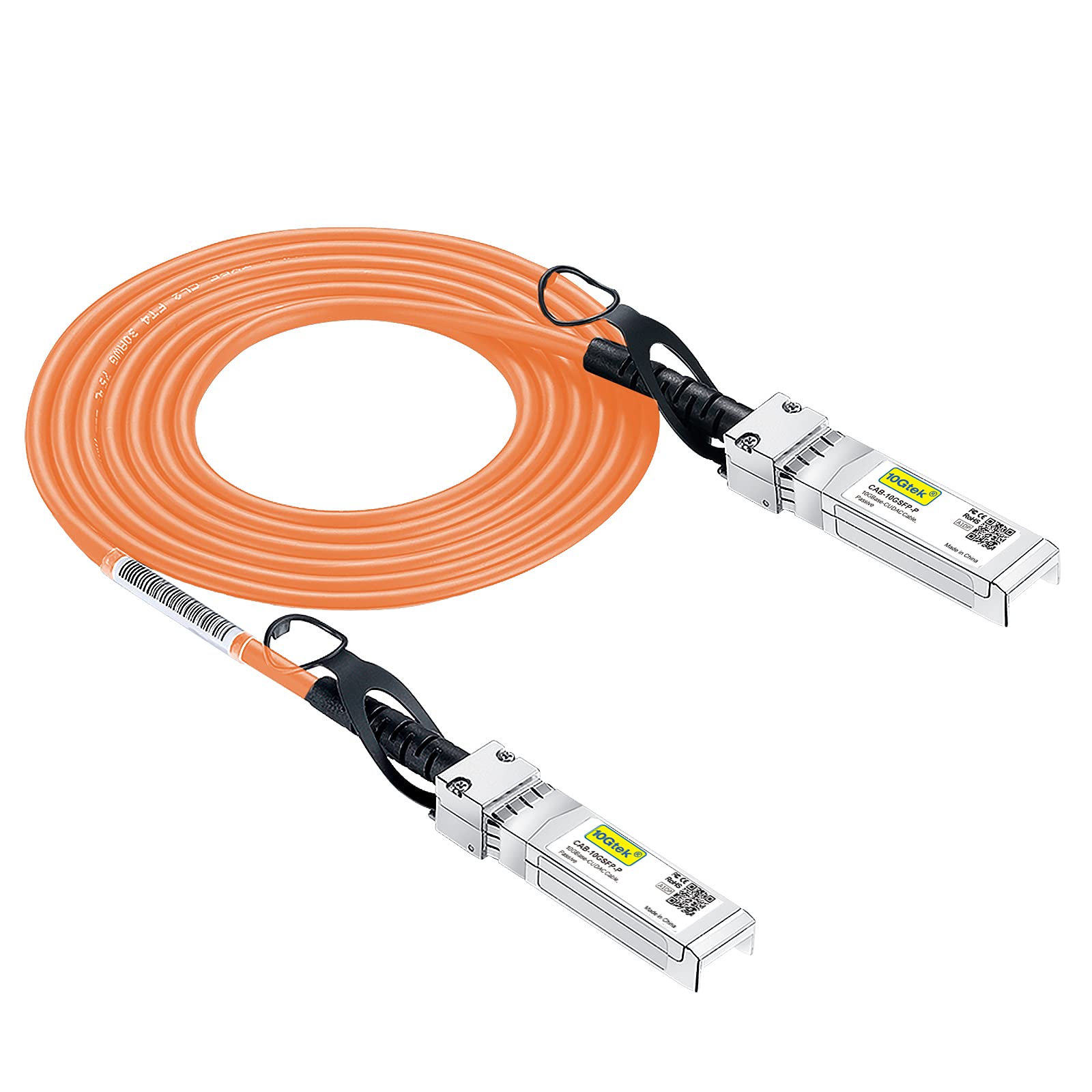 10Gtek Orange 10G SFP+ DAC Cable 2 Meter Twinax for Cisco Ubiquiti D-Link Supermicro Netgear Mikrotik Fortinet