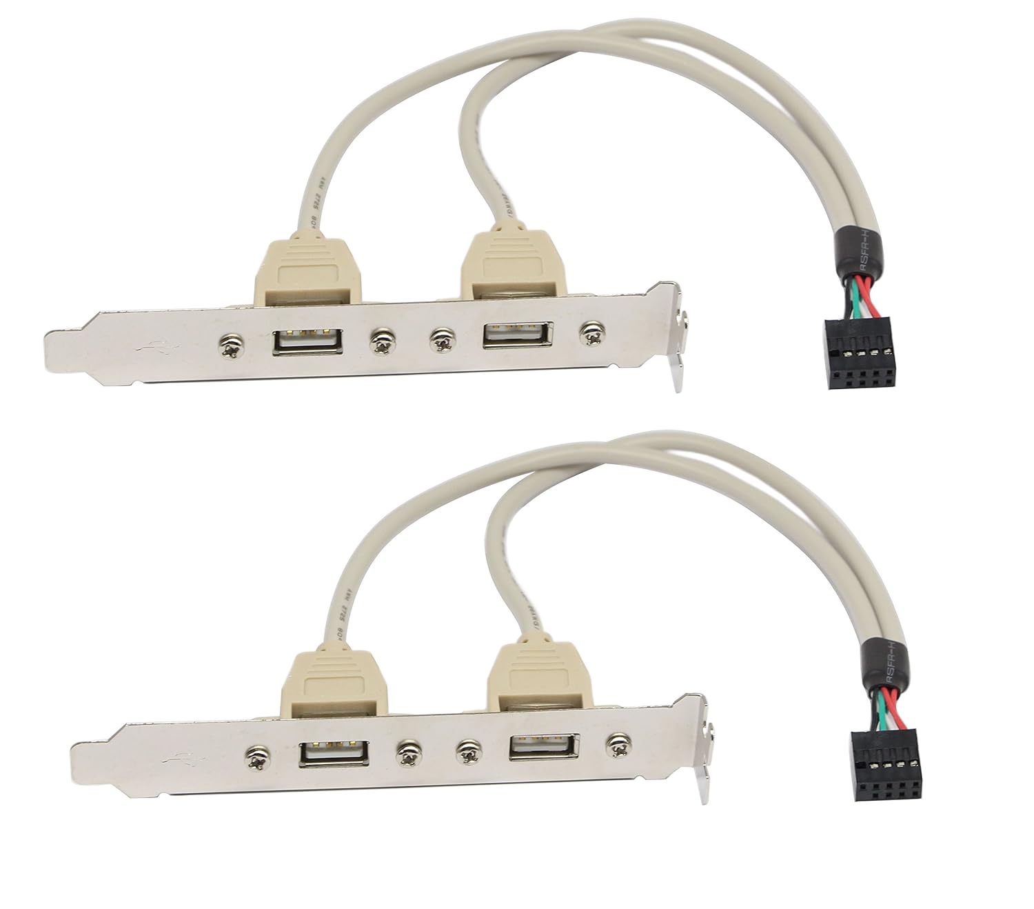 2 Pack USB 2.0 Motherboard Expansion Bracket to IDC 9 Pin Host Adapter Cables and Connectors