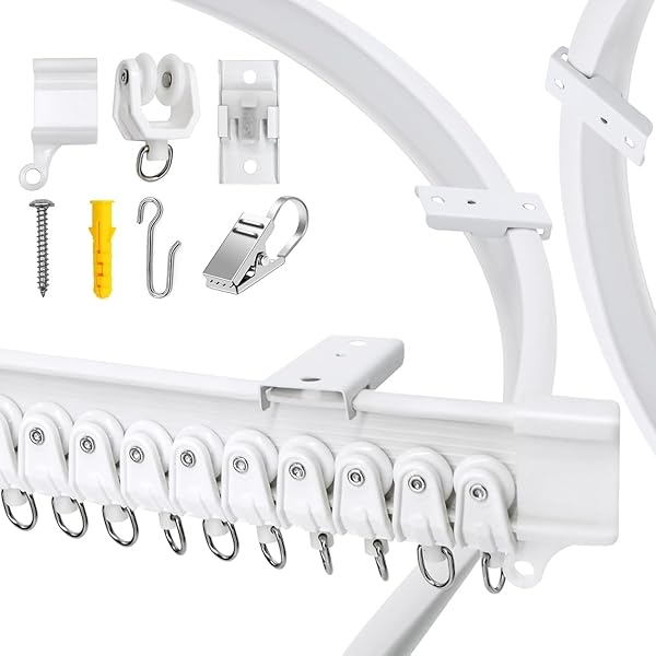 VRSS VRSS 3M Flexible Curved Ceiling Curtain Track with Stainless Clips - Ideal for Shower, RV & Room Divider DIY Projects