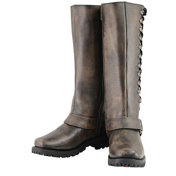 Milwaukee Leather Milwaukee Leather Women's Distressed Brown 14-inch Classic Harness Square Toe Motorcycle Boots MBL9368-11 - View 5 of 9