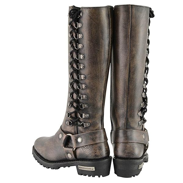 Milwaukee Leather Milwaukee Leather Women's Distressed Brown 14-inch Classic Harness Square Toe Motorcycle Boots MBL9368-11 - View 8 of 9