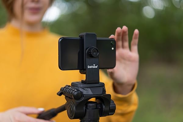 DaVoice DaVoice Tripod Phone Mount Adapter 360 Rotating Holder for iPhone Smartphone Camera Stand Universal Cell Phone Attachment Clip Clamp - View 5 of 9