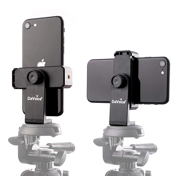 DaVoice DaVoice Tripod Phone Mount Adapter 360 Rotating Holder for iPhone Smartphone Camera Stand Universal Cell Phone Attachment Clip Clamp