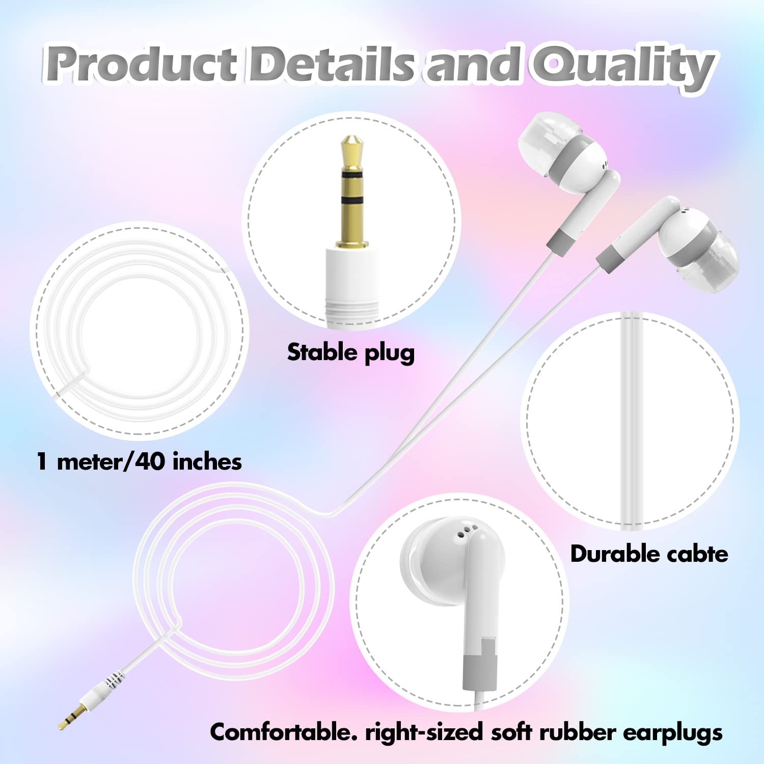 CN-Outlet Wholesale Bulk Earbuds Headphones 100 Pack Individually Bagged for iPhone Android MP3 Player White - View 2 of 7
