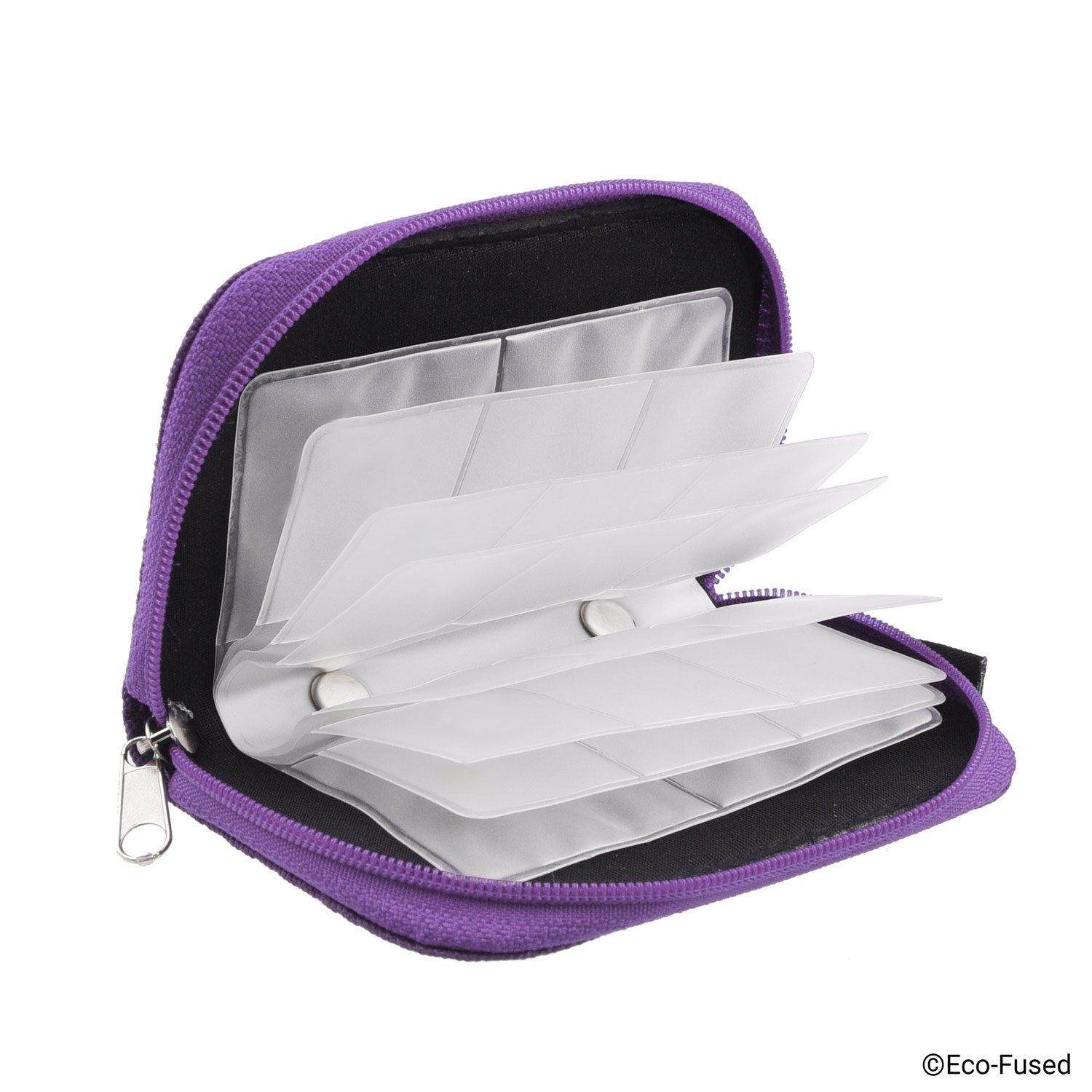 Memory Card Case 2 Pack Holds 22 SD SDHC Micro SD Mini SD and 4 CF Slots Storage Travel Microfiber Cleaning Cloth and Labels Grey Purple - View 3 of 7