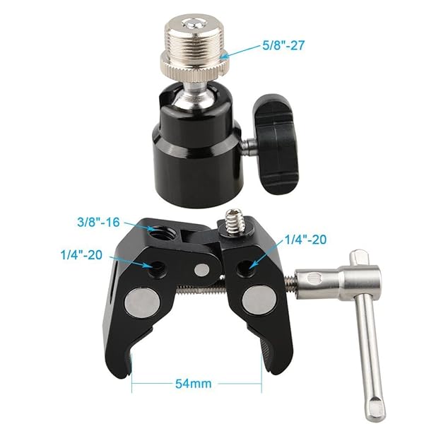 CAMVATE CAMVATE Crab Clamp with Articulated 1/4 Mini Ball Head for Microphones - Perfect for Filmmakers & Content Creators - View 3 of 7