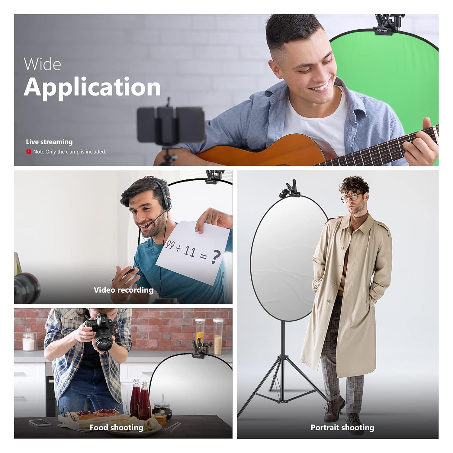 NEEWER Neewer 3 PCS Heavy Duty Metal Clamp Holder with Light Stand Attachment for Reflector Ideal for Photo Studio Use - View 4 of 7