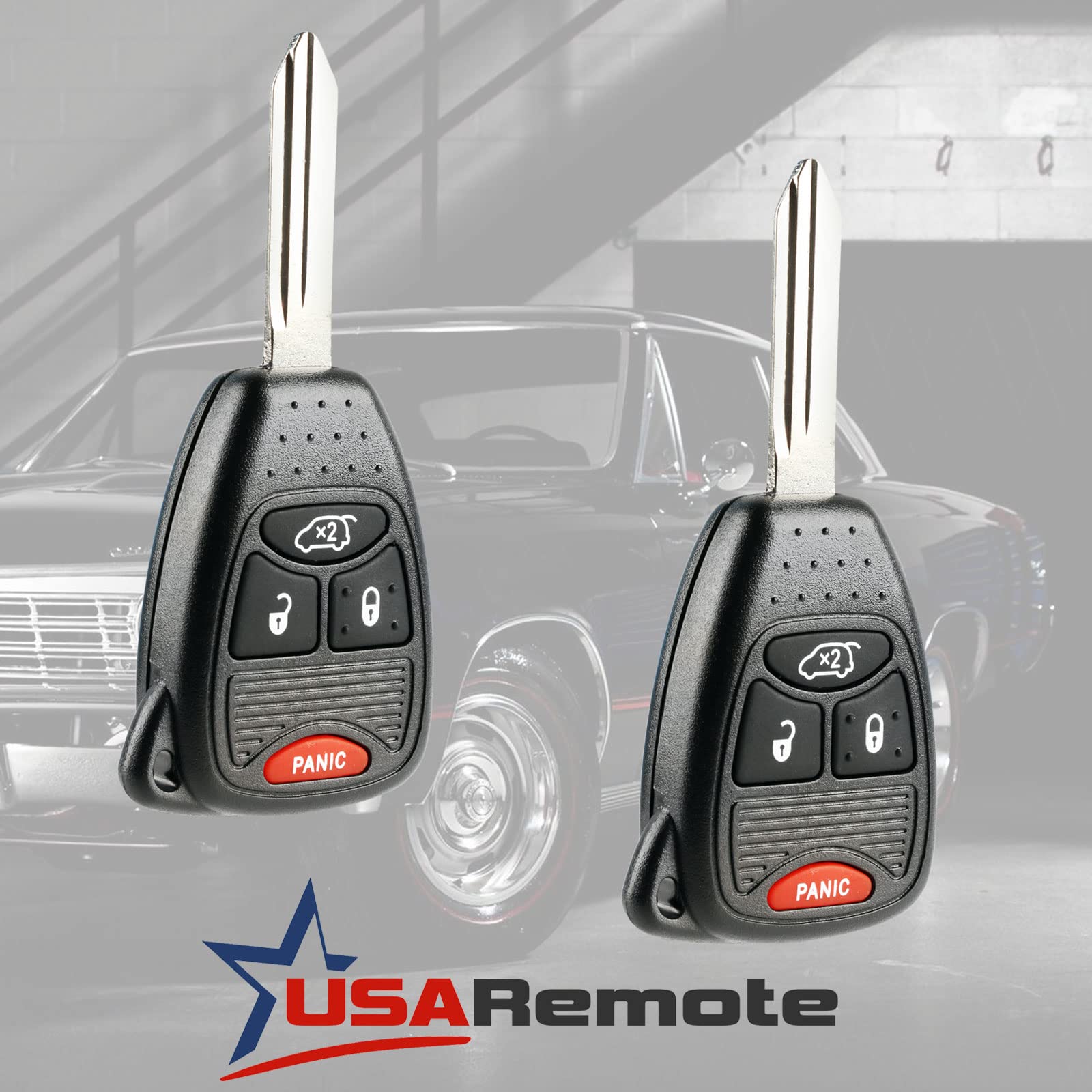 Car Key Fob Keyless Entry Remote Set of 2 for 2004-2008 Chrysler Pacifica and 2005-2007 Jeep Liberty M3N5WY72XX 4-btn - View 2 of 6